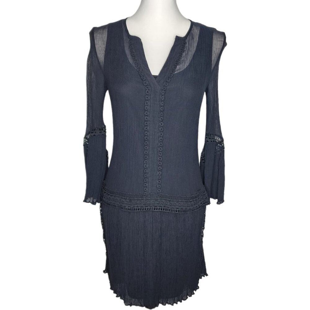 Kobi Halperin Paloma Pleated Drop Waist Dress Black Size XXS-See Measurements‎